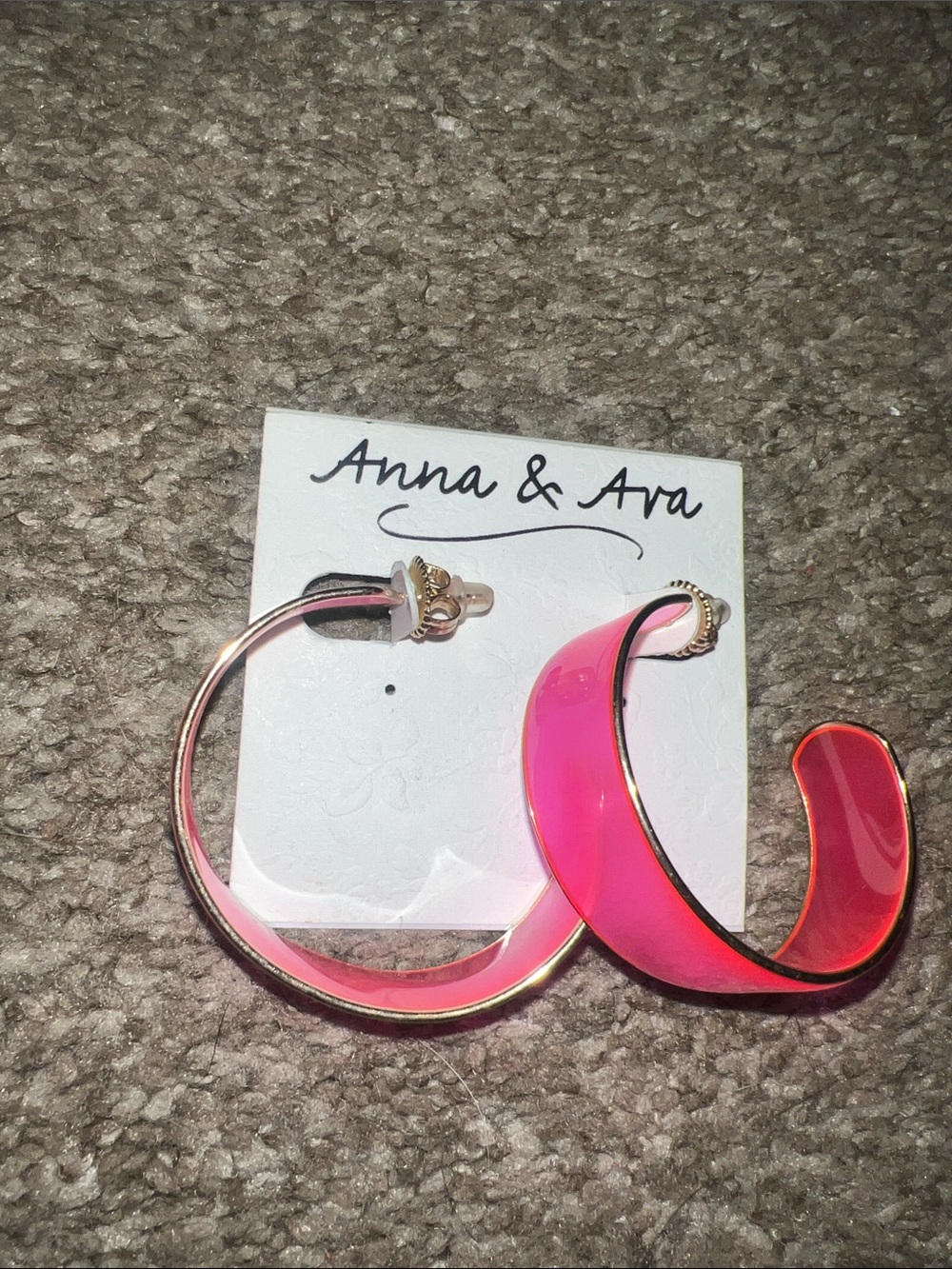 Anna & Ava Hot Pink and Gold Cuff Hoop Earrings